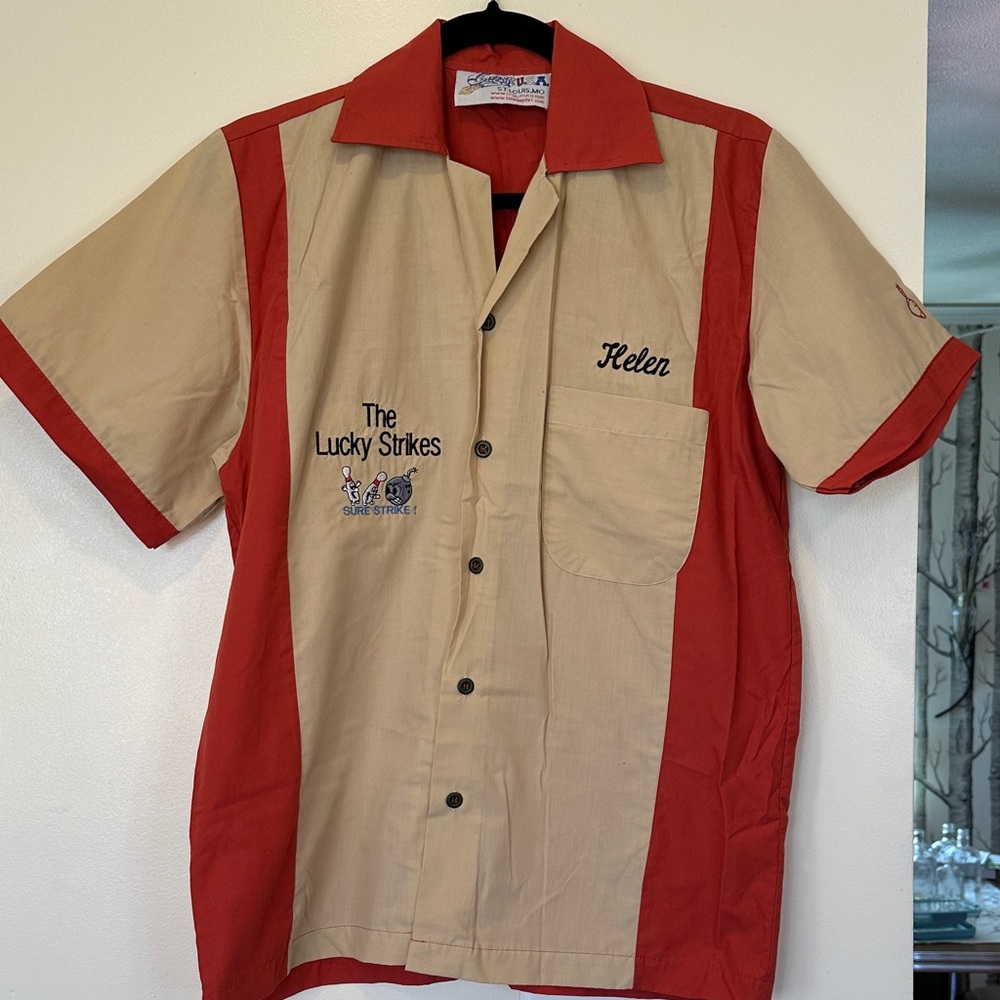 Red and Tan Bowling Shirt